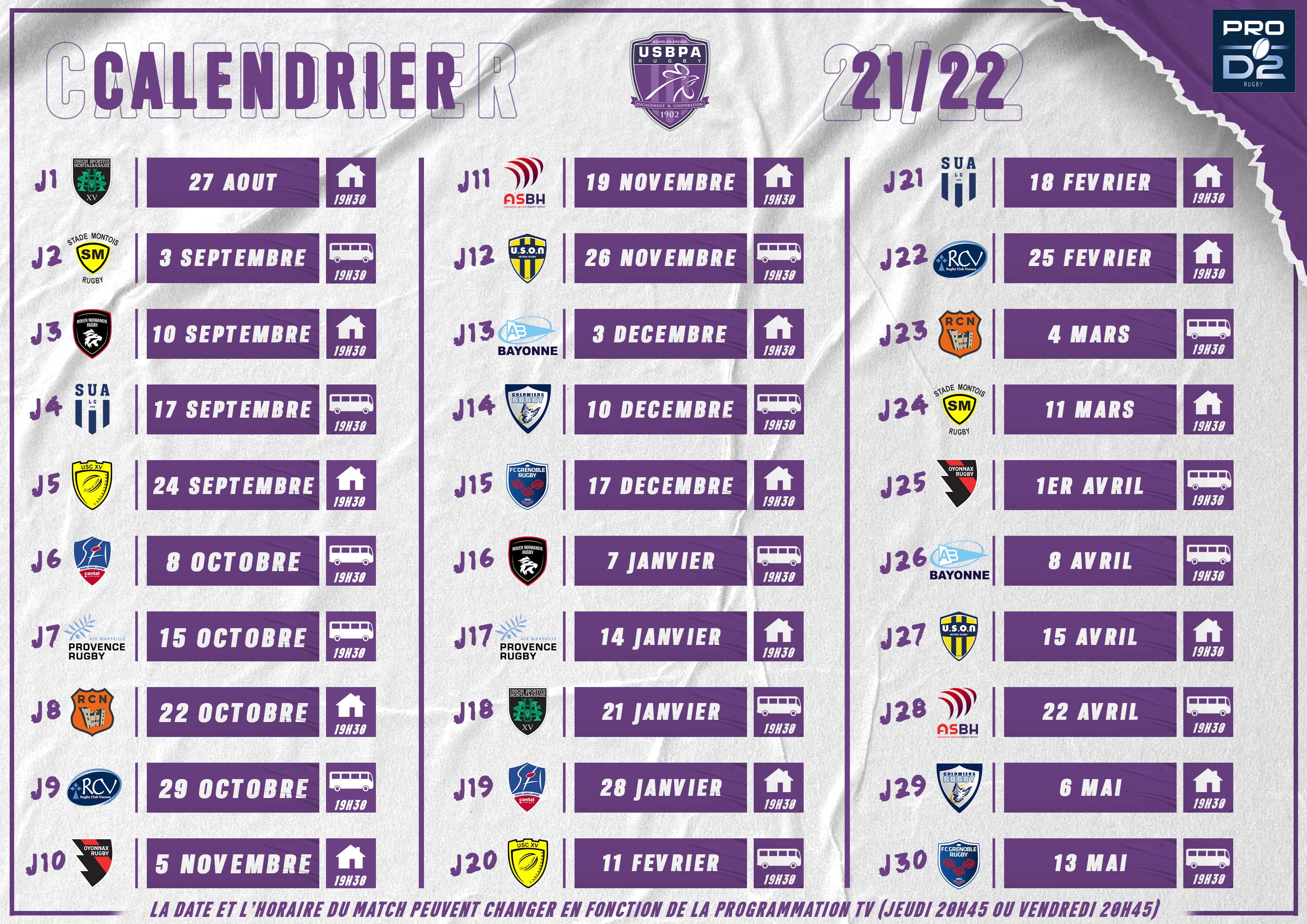 TELECHARGEZ VOTRE CALENDRIER DE PROD2 ! - USBPA